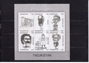 SA33l Tajikistan 2000 Philosophers, sheet colour proof cinderella imperf - Imagen 1 de 1