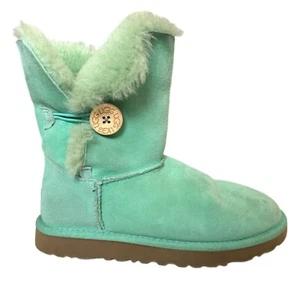 UGG Mint Green Bailey Button Boots Size 7 Leather Sheepskin 5803 Rare Color - Bild 1 von 12