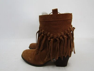 Sbicca Womens Size 7 M Brown Suede Fringe Ankle Fashion Boots Booties - Image 1 of 4
