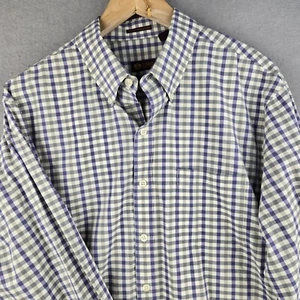 Camisa de vestir Izod para hombre talla grande manga larga a cuadros carrera azul gris preppy - Imagen 1 de 18