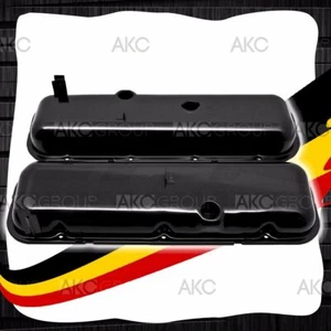 BLACK STEEL SHORT VALVE COVERS W/ DRIPPER RAILS FOR 1965-72 CHEVY BB 396 427 454 - Picture 1 of 1