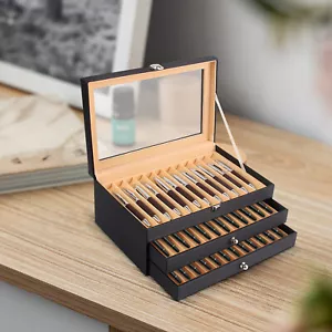 36 Slot Fountain Pen Holder Leather Display Case Organizer Collector Storage Box - Picture 1 of 20