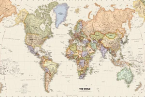 5X3FT LARGE MAP OF THE WORLD WALL MAP POSTER DECOR CANVAS PRINTS WALL ART - Picture 1 of 10