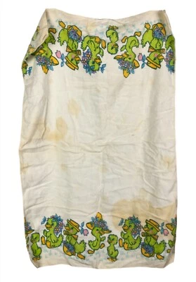 Paño de franela suave eructo vintage años 60 70 verde divertido patos con flores Foto 1 de 3