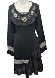 Vestido John Fashion Negro Victoriano Whimsey Gótico Medios Mixtos 38" Busto - Imagen 1 de 12
