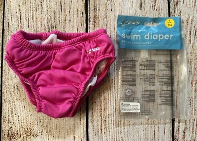 Pañal de natación reutilizable Finis rosa intenso para niñas - 3T/34-41 lb. - Nuevo Foto 1 de 4