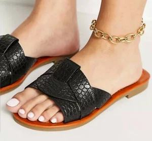Sandalias planas Ego Addison enjauladas H negras talla 8 (sandalias EGO para mujer 🙂⭐ - Imagen 1 de 9