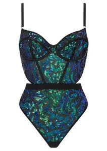 Ann Summers Hold Me Tight Sequin Body Blue/Green Size XXL 24-26 BNWT RRP £46 - Picture 1 of 4
