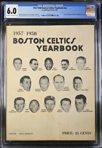 1957-58 Boston Celtics Yearbook Sam Jones Rookie 1st Bill Russell cover CGC 6