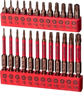 LLNDEI 25 PCS Torx Bit Set(T5-T40), Security Bits, One Size, Brown - Picture 1 of 8