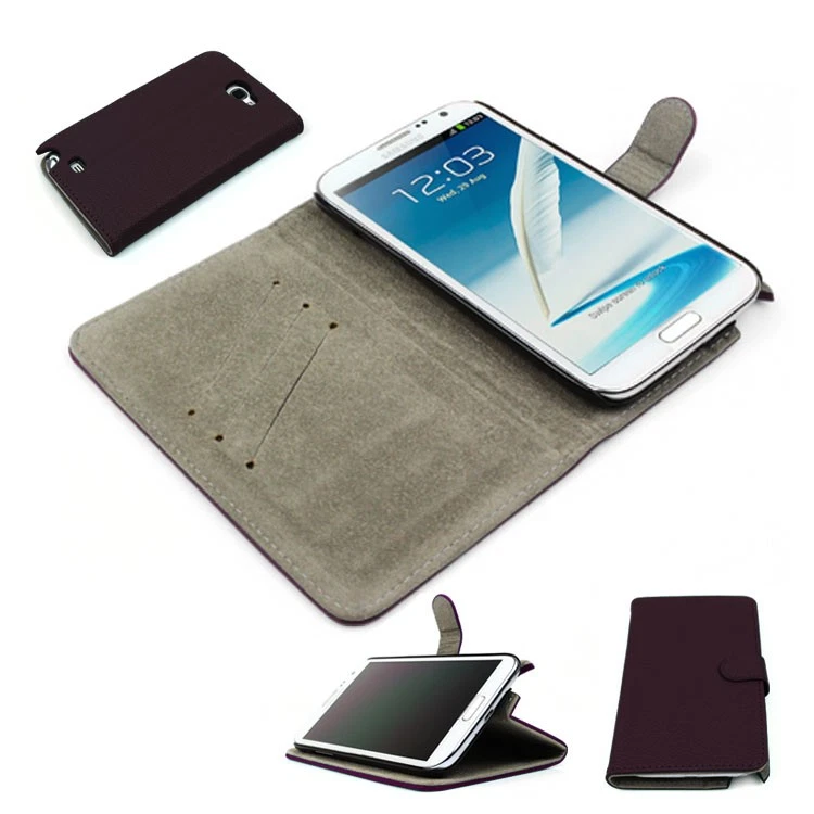 NUEVA CARTERA FUNDA SOPORTE BOLSA CUERO PU MORADO PARA GALAXY NOTE II 2 Foto 1 de 1