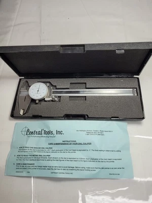 Vintage Central Tool Dial Caliper Hardened Stainless Steel With Hard Case NOS - Image 1 of 4