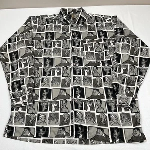 VTG Platinum Fubu Shirt Men's XL Gray Black Fat Albert Hip Hip AOP Long Sleeve - Picture 1 of 7