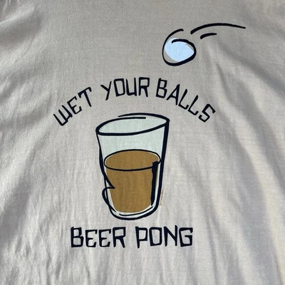Crazy Shirts Hawaii T-Shirt Men's XXL "Get Your Balls Wet Beer Pong" Beige Beach - Image 1 of 4