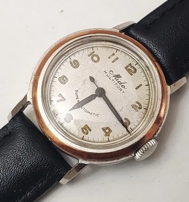 Vintage Mido Multifort 14k Solid Rose Gold Cap bumper Men's Watch - Image 1 of 4