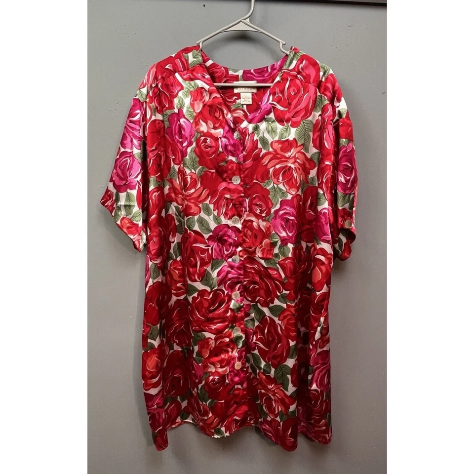 Solange Camisa de Dormir Sedosa Mujer Talla Grande 18/20 Vintage Audaz Camisón Floral Foto 1 de 4