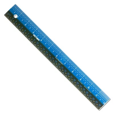 Victor Ez12pbl Plastic Dual Color 12 Inch Easy Read Ruler With Inches, Foto 1 de 4