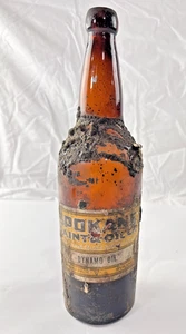 Bottiglia olio ferrovia vetro ambrato dinamo pittura e olio Spokane vintage in rilievo - Foto 1 di 24