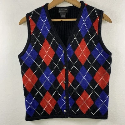 Chaleco Suéter De Colección The Limited Para Mujer Y2K Argyle Talla S/M Preppy Academia Dinero Antiguo Foto 1 de 4