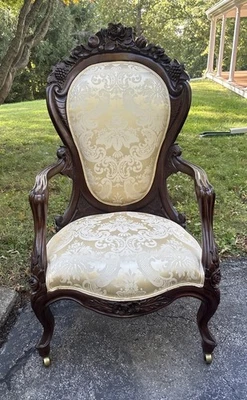 J. H. BELTER ROSALIE WITH GRAPES LAMINATED CARVED ROSEWOOD ARM CHAIR - Image 1 of 4