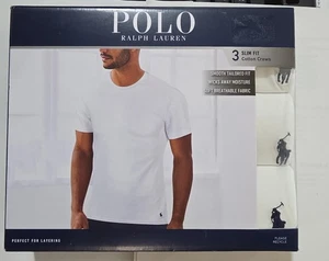 POLP RALPH LAUREN SLIM FIT COTTON CREW ~SET OF 3 ~ S ~ WHITE - Picture 1 of 2
