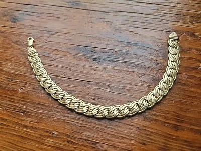 ¿Cuerda plana vintage de oro amarillo de 14K de 8 mm? ¿Trigo? Pulsera Reversible 7.5" - 7.5 g. Foto 1 de 4