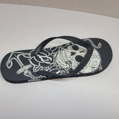 Chanclas de calavera para hombre Old Navy talla 10-11 negras/blancas NUEVAS Foto 1 de 4