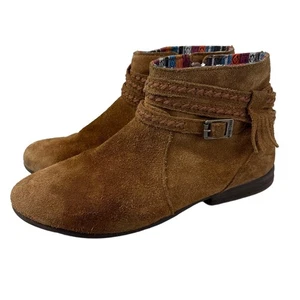 Stivaletti Minnetonka donna 9 marroni scamosciati Dixon fibbia frange boho western - Foto 1 di 9