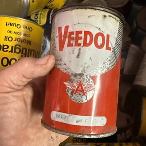 Selten! Vintage Veedol Flying A Grease 1 Quart Blech Motoröl Dose - Bild 1 von 7
