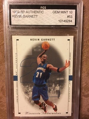 1999 Upper Deck SP Authentic #53 Timberwolves Kevin Garnett FGS GEM MINT 10 - Image 1 of 2