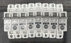 LOT OF 8 ALLEN-BRADLEY 1492-CB1G100 CIRCUIT BREAKER 10A 1.5 HP 277VAC 1PH-EUC - Picture 1 of 7