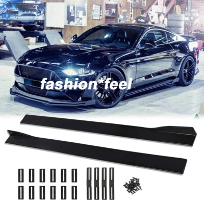 Car Side Skirts Body Splitter Spoiler Extension Glossy Black for FORD Mustang GT - Image 1 of 4