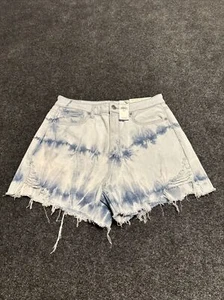 American Eagle Blue Tie Dye Comfort Stretch Waistband Highest Rise Mom Shorts 6 - Picture 1 of 8