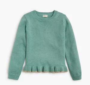 New CREWCUTS JCREW $79 Girls Size XS Sparkle Ruffle-Hem Sweater CB134 - Picture 1 of 4