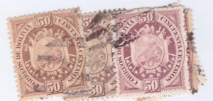 Bolivia Scott# 45 50c diferent colors 4 stamps used - Picture 1 of 1