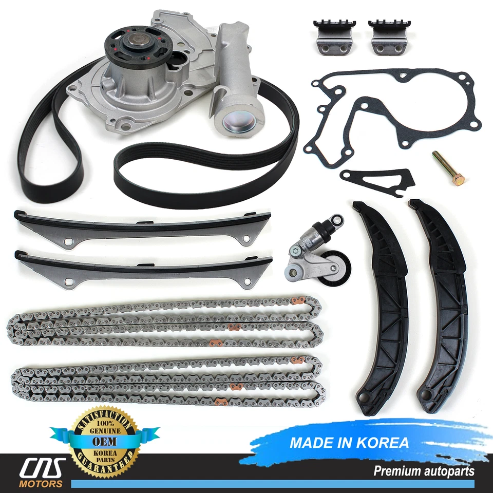 GENUINE Timing Chain Kit Water Pump & Tensioner for 06-10 Hyundai Kia 3.3L 3.8L Foto 1 de 4