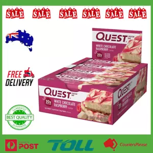 Quest Nutrition White Chocolate Raspberry Protein Bar Low Carb High Protein 12pk - Picture 1 of 11