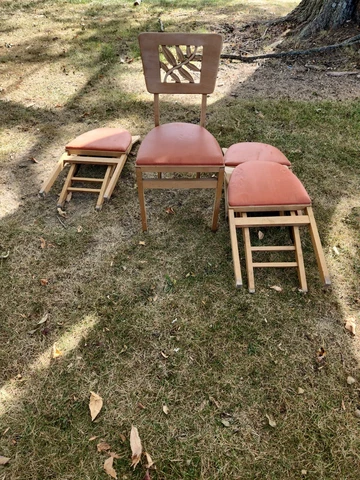 SET OF 4 STAKMORE MID CENTURY FOLDING CHAIRS CHECK PHOTOS DESCRIPTION PLEASE Cover