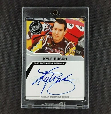 2008 Press Pass Signings Kyle Busch NASCAR Auto On Card Sprint Cup Series /100 - Image 1 of 2