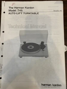 TOCADISCOS HARMAN KARDON T45 T-45 Manual de Servicio *ORIGINAL* LIBRO O PDF - ENVÍO GRATUITO - Imagen 1 de 1