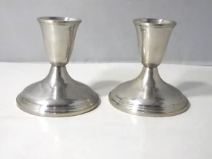 2 MCM Empire Sterling Silver Candleholders  Weighted # 386 - Picture 1 of 5