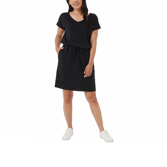 32 Degrees Cool Women's V Neck Short Sleeve Comfy Elastic Waist Lux DresS XXL