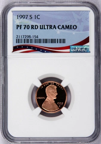 1997-S Lincoln Cent Graded PF70RD Ultra Cameo by NGC - Registry Quality Coin Cover