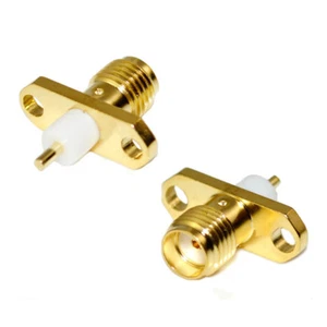 2pcs SMA Female 2 Hole Flange Mount with Solder Stub Terminal Connector - Picture 1 of 5