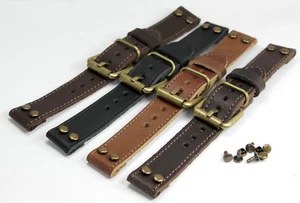 20mm Pilot Look rétro Chrono UHREN WW Urofa Hanhart Heuer f feste Stege BAND 2NB - Bild 1 von 17
