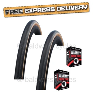 Schwalbe LUGANO 700 x 25c TAN AMBER WALL Slick Road Racing Bike TYRE s TUBE s - Picture 1 of 13