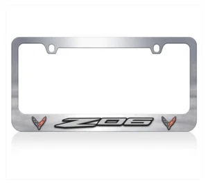 C8 Corvette Z06 Chrome License Plate Frame - Color Logo - Picture 1 of 2
