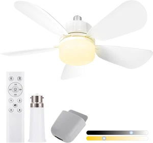 Socket Fan Light 50CM with B22 Base Extension, LED Light Socket Fan, Ceiling Fan - Picture 1 of 12