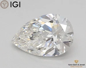 IGI Certificate Pear Shape 1.50 Carat Lab Grown CVD Diamond E Color VS1 Clarity - Picture 1 of 10