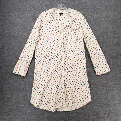 Talbots 睡衣女式中号白色睡衣迷你纽扣长袖休闲 — 第 1/4 张图片